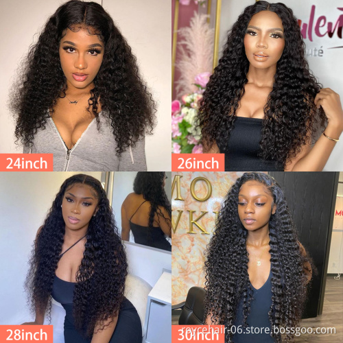 Deep Wave Transparent 5x5 Lace Closure Wig, Cheap Thick Peruvian Virgin Human Hair Pre Plucked Braided HD Swiss Lace Wigs